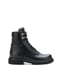 Женские черные кожаные ботинки на шнуровке от Moncler