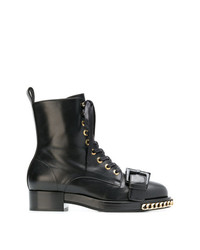Женские черные кожаные ботинки на шнуровке от N°21