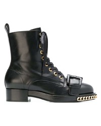 Женские черные кожаные ботинки на шнуровке от N°21