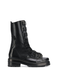 Женские черные кожаные ботинки на шнуровке от Olivier Theyskens
