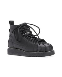 Женские черные кожаные ботинки на шнуровке от adidas