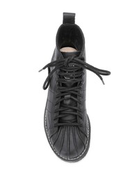Женские черные кожаные ботинки на шнуровке от adidas