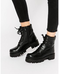 Женские черные кожаные ботинки на шнуровке от Park Lane