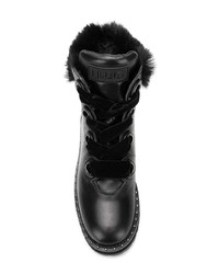 Женские черные кожаные ботинки на шнуровке от Liu Jo