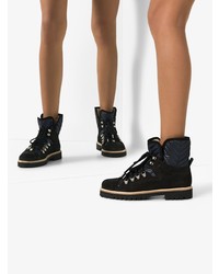 Женские черные кожаные ботинки на шнуровке от Ganni