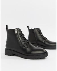 Женские черные кожаные ботинки на шнуровке от RAID