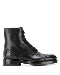 Женские черные кожаные ботинки на шнуровке от Santoni