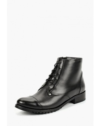 Женские черные кожаные ботинки на шнуровке от Shoobootique