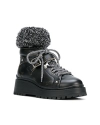 Женские черные кожаные ботинки на шнуровке от Miu Miu