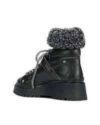 Женские черные кожаные ботинки на шнуровке от Miu Miu