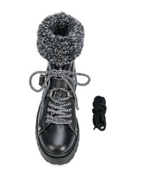 Женские черные кожаные ботинки на шнуровке от Miu Miu