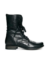 Женские черные кожаные ботинки на шнуровке от Steve Madden