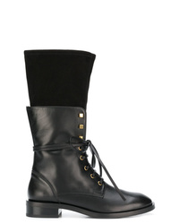 Женские черные кожаные ботинки на шнуровке от Stuart Weitzman