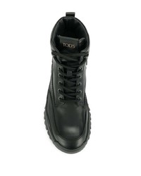Женские черные кожаные ботинки на шнуровке от Tod's