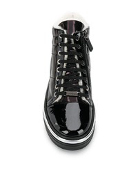 Женские черные кожаные ботинки на шнуровке от Baldinini