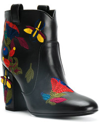 Женские черные кожаные ботинки с вышивкой от Laurence Dacade