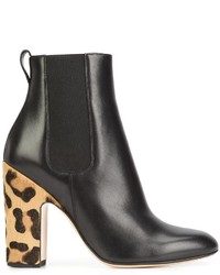 Женские черные кожаные ботинки с леопардовым принтом от Francesco Russo