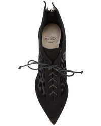 Женские черные кожаные ботинки с принтом от Francesco Russo