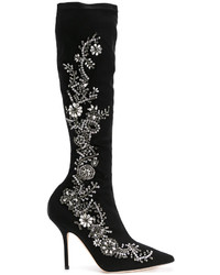 Женские черные кожаные ботинки с украшением от Alberta Ferretti