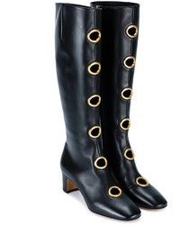 Женские черные кожаные ботинки с украшением от Valentino