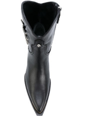 Женские черные кожаные ботинки с украшением от Fausto Puglisi