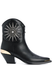Женские черные кожаные ботинки с украшением от Fausto Puglisi