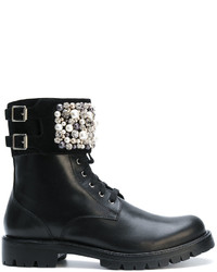 Женские черные кожаные ботинки с украшением от Rene Caovilla