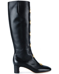 Женские черные кожаные ботинки с украшением от Valentino