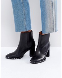 Женские черные кожаные ботинки с шипами от AllSaints