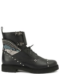 Женские черные кожаные ботинки с шипами от Fendi
