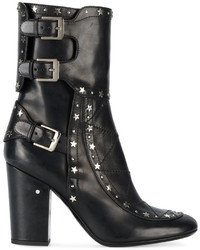 Женские черные кожаные ботинки с шипами от Laurence Dacade