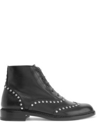 Женские черные кожаные ботинки с шипами от Saint Laurent