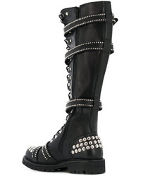 Женские черные кожаные ботинки с шипами от Christian Pellizzari