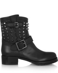 Женские черные кожаные ботинки с шипами от Valentino