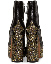 Женские черные кожаные ботинки со змеиным рисунком от Marc Jacobs