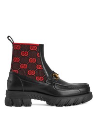 Мужские черные кожаные ботинки челси с принтом от Gucci