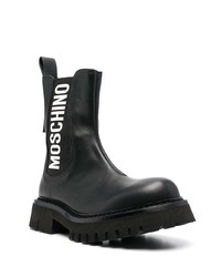 Мужские черные кожаные ботинки челси с принтом от Moschino