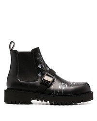 Мужские черные кожаные ботинки челси с принтом от Valentino Garavani
