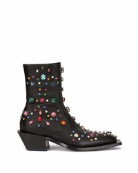 Мужские черные кожаные ботинки челси с украшением от Dolce & Gabbana