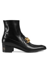 Мужские черные кожаные ботинки челси с украшением от Gucci