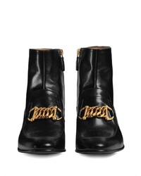 Мужские черные кожаные ботинки челси с украшением от Gucci