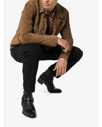 Мужские черные кожаные ботинки челси с украшением от Saint Laurent