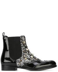 Женские черные кожаные ботинки челси с шипами от Dolce & Gabbana