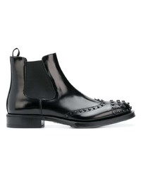 Мужские черные кожаные ботинки челси с шипами от Prada