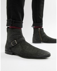 Черные кожаные ботинки челси со змеиным рисунком