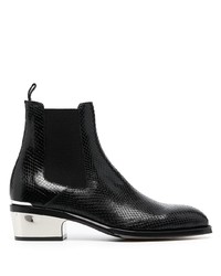 Мужские черные кожаные ботинки челси со змеиным рисунком от Alexander McQueen