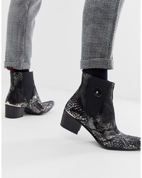 Мужские черные кожаные ботинки челси со змеиным рисунком от Jeffery West