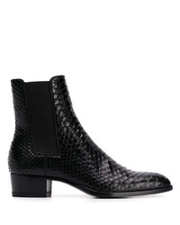 Мужские черные кожаные ботинки челси со змеиным рисунком от Saint Laurent
