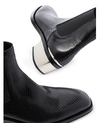 Мужские черные кожаные ботинки челси со змеиным рисунком от Alexander McQueen
