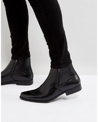 Мужские черные кожаные ботинки челси от ASOS DESIGN